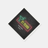 21e verjaardag Neon Sign op bakstenen muur Servet (Hoek)