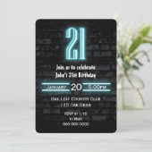 21e verjaardag Neon Sign op Brick Kaart (Staand voorkant)