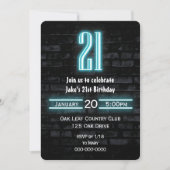 21e verjaardag Neon Sign op Brick Kaart (Voorkant)