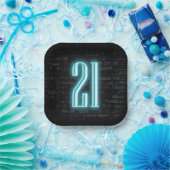 21e verjaardag Neon Sign op Brick Papieren Bordje (Feest)