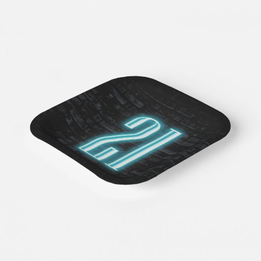 21e verjaardag Neon Sign op Brick Papieren Bordje (Gebogen)