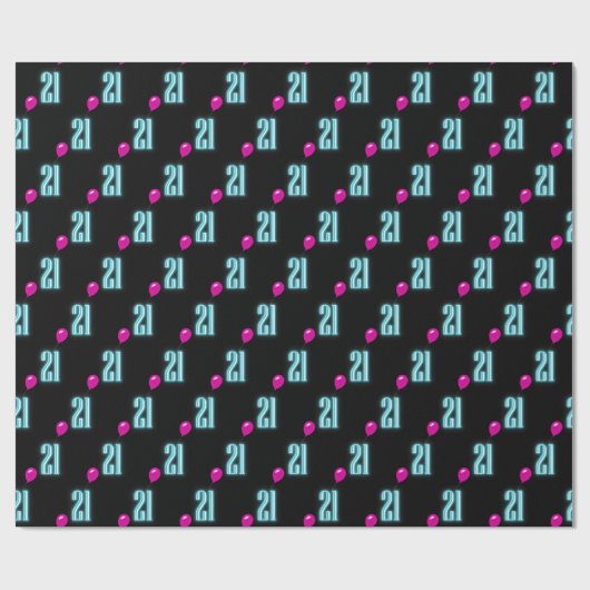 21e verjaardag Neon Sign. with Balloon Cadeaupapier (Vlak)