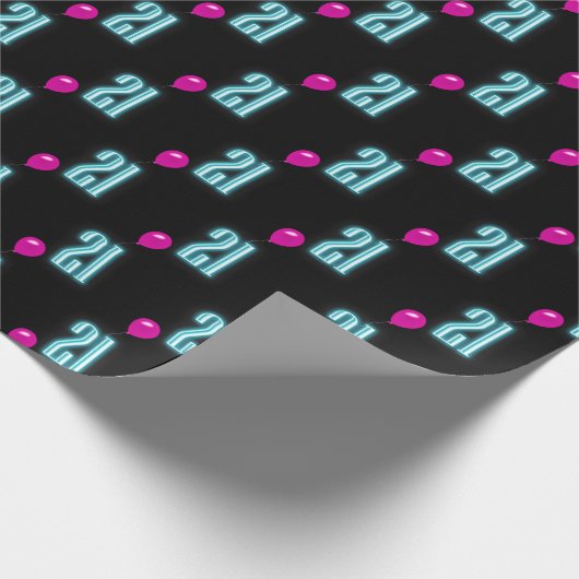 21e verjaardag Neon Sign. with Balloon Cadeaupapier (Hoek)