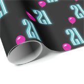 21e verjaardag Neon Sign. with Balloon Cadeaupapier (Rol Hoek)