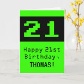 21e verjaardag: Nerdy / Geeky stijl "21" en naam Kaart (Gele Bloem)