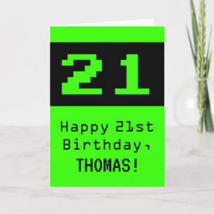 21e verjaardag: Nerdy / Geeky stijl "21" en naam Kaart