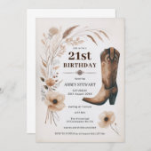 21e verjaardag Nodig Cowgirl uit Kaart (Voorkant / Achterkant)