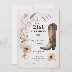 21e verjaardag Nodig Cowgirl uit Kaart