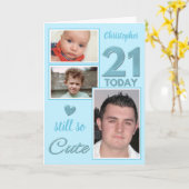 21e verjaardag nog steeds zo schattig foto's blauw kaart (Gele Bloem)