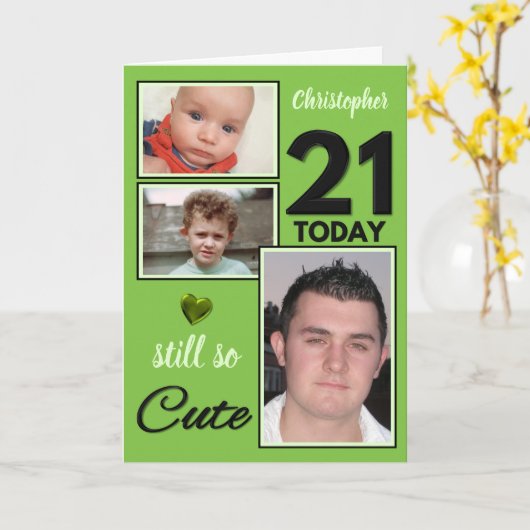 21e verjaardag nog steeds zo schattig foto's groen kaart (Gele Bloem)