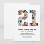 21e verjaardag nummer 21 aangepaste fotocollage kaart (Voorkant / Achterkant)