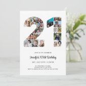 21e verjaardag nummer 21 aangepaste fotocollage kaart (Staand voorkant)