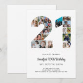 21e verjaardag nummer 21 aangepaste fotocollage kaart (Voorkant / Achterkant)