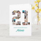21e verjaardag nummer 21 Foto Collage Persoonlijk Kaart (Gele Bloem)