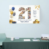 21e verjaardag nummer 21 fotocollage wit goud spandoek (Beurs)