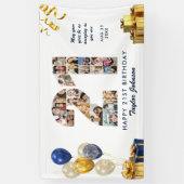 21e verjaardag nummer 21 fotocollage wit goud spandoek (Verticaal)