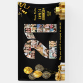 21e verjaardag Nummer 21 Fotocollage Zwart Goud Spandoek (Verticaal)