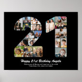21e verjaardag nummer 21 Photo Collage Gift Poster (Voorkant)