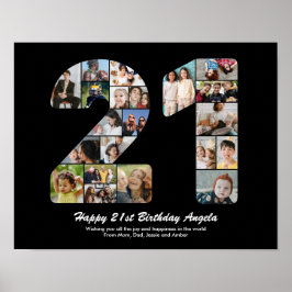 21e verjaardag nummer 21 Photo Collage Gift Poster