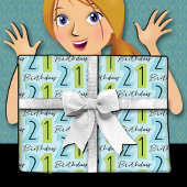 21e verjaardag nummers groen blauw inpakpapier vel