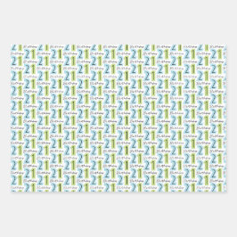 21e verjaardag nummers groen blauw inpakpapier vel