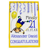 21e verjaardag of leeftijd aanpassen medium cadeauzakje (Voorkant)