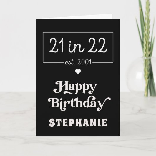 21e verjaardag op 22 september 2001 van de Birthda Kaart (Voorkant)