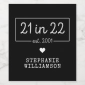 21e verjaardag op 22 september 2001 van de Birthda Wijn Etiket (Enkel label)