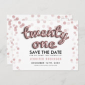 21e verjaardag Opslaan van de datum Roos gouden ba Aankondigingskaart (Voorkant / Achterkant)