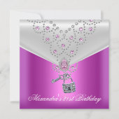 21e verjaardag Overlay Roze Jewel Key Lock 2 Kaart (Voorkant)