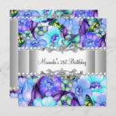 21e verjaardag Paarse Floral White Pearl Kaart (Voorkant / Achterkant)