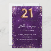 21e Verjaardag paarse roos gouden luxe Kaart (Voorkant)