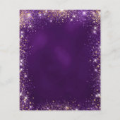 21e Verjaardag paarse roos gouden uitnodiging (Achterkant)