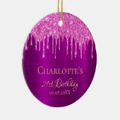 21e verjaardag paarse roze glitter bedankt keramisch ornament (Rechts)