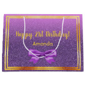 21e verjaardag paarse roze glitter naam large cadeautasje