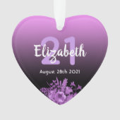 21e verjaardag paarse zwarte gradiëntnaam ornament (voorkant)