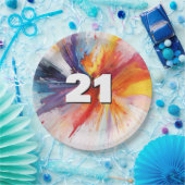 21e verjaardag Paint Blast Papieren Bordje (Feest)
