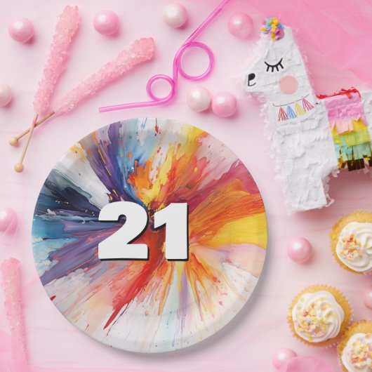 21e verjaardag Paint Blast Papieren Bordje (Feest)