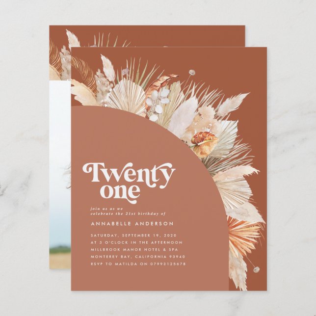 21e verjaardag pampas gracotta arch budget (Voorkant / Achterkant)