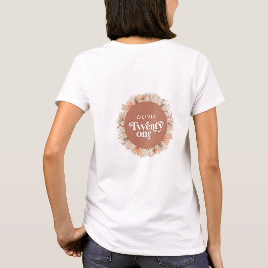 21e verjaardag pampas gracotta botanical t-shirt (Achterkant)