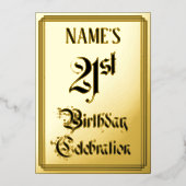 21e verjaardag Partij — Elegant Manuscript + de Na Folie Uitnodiging (Voorkant)