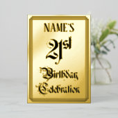 21e verjaardag Partij — Elegant Manuscript + de Na Folie Uitnodiging (Staand Voorkant)