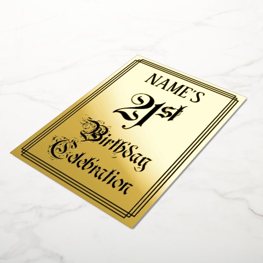 21e verjaardag Partij — Elegant Manuscript + de Na Folie Uitnodiging (Gedraaid)