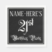21e verjaardag Partij — Fancy Manuscript + de Naam Servet (Voorkant)