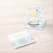 21e Verjaardag Party Blauw Wit Sneeuwvlok Custom Kartonnen Onderzetters (Insitu)