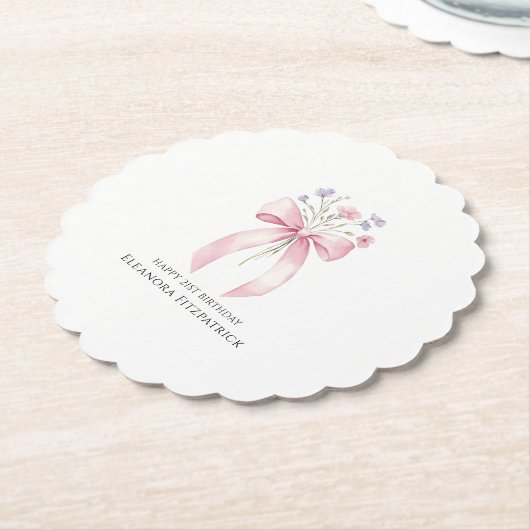 21e Verjaardag Party Custom Onderzetter Bow Wildfl (Gekanteld)
