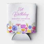 21e Verjaardag Party Paarse Wildflower Custom Blikjeskoeler (Voorkant)