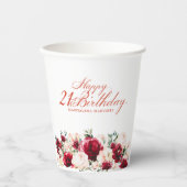 21e Verjaardag Party Red Rose Pink Peony Custom Papieren Bekers (Voorkant)