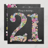 21e Verjaardag Party Spring Chalkboard Custom Kaart (Voorkant / Achterkant)