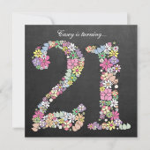 21e Verjaardag Party Spring Chalkboard Custom Kaart (Voorkant)